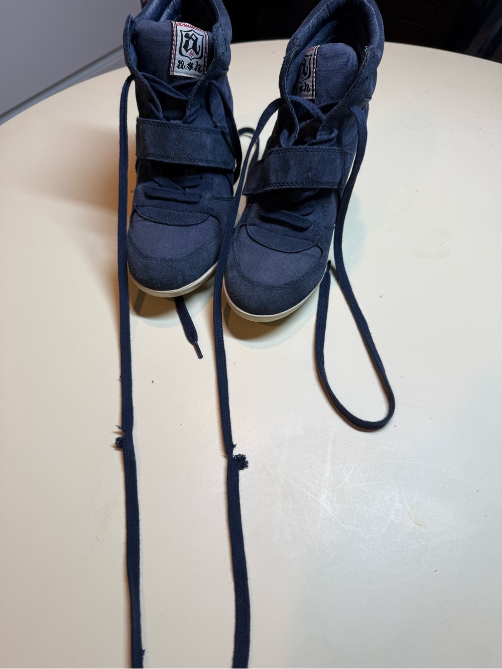 Ash Navy Suede High-Top Wedge Sneakers - Picture 2 of 5
